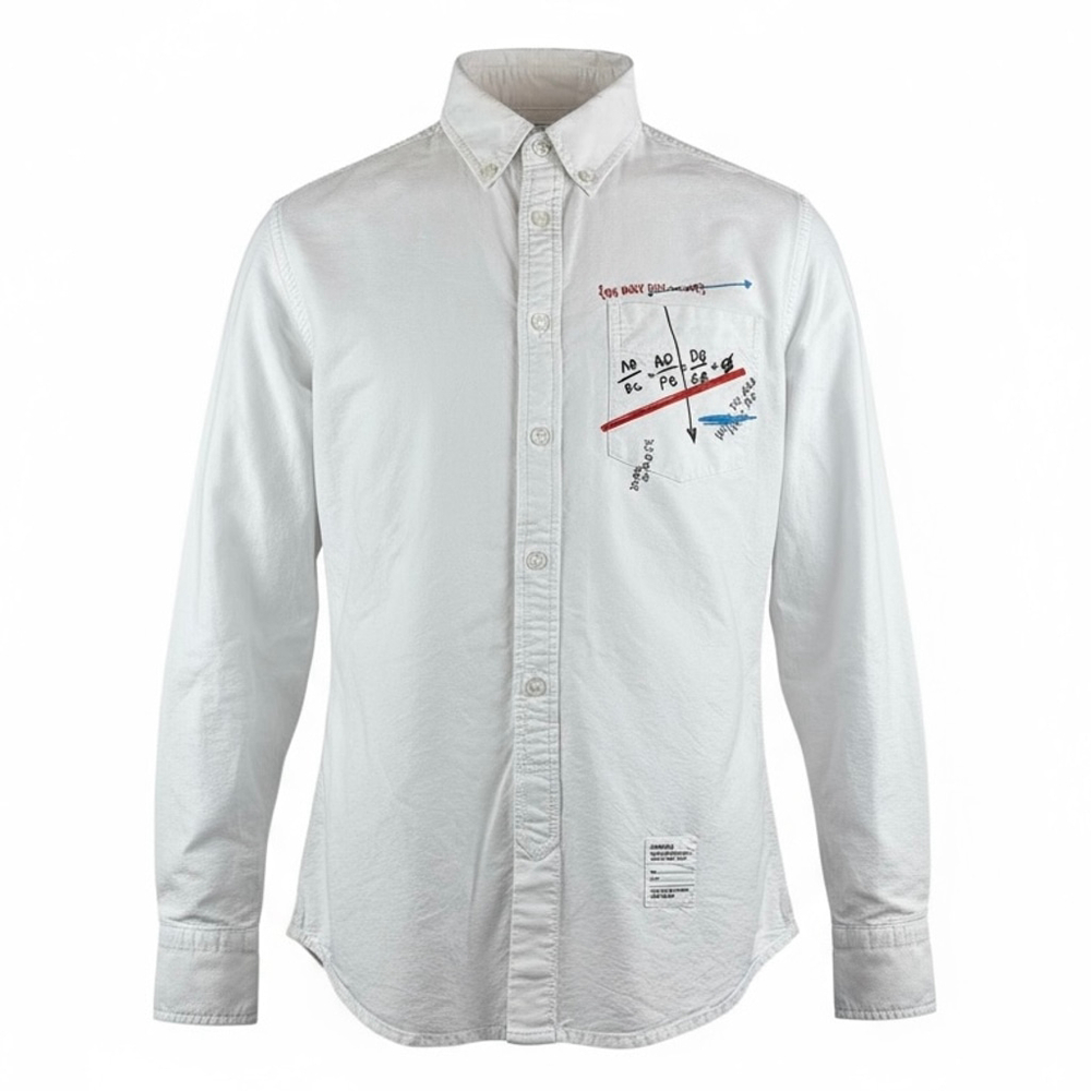 CHOCOOLATE Button Front Shirt Size Large White Collar Long Sleeve Streetwear